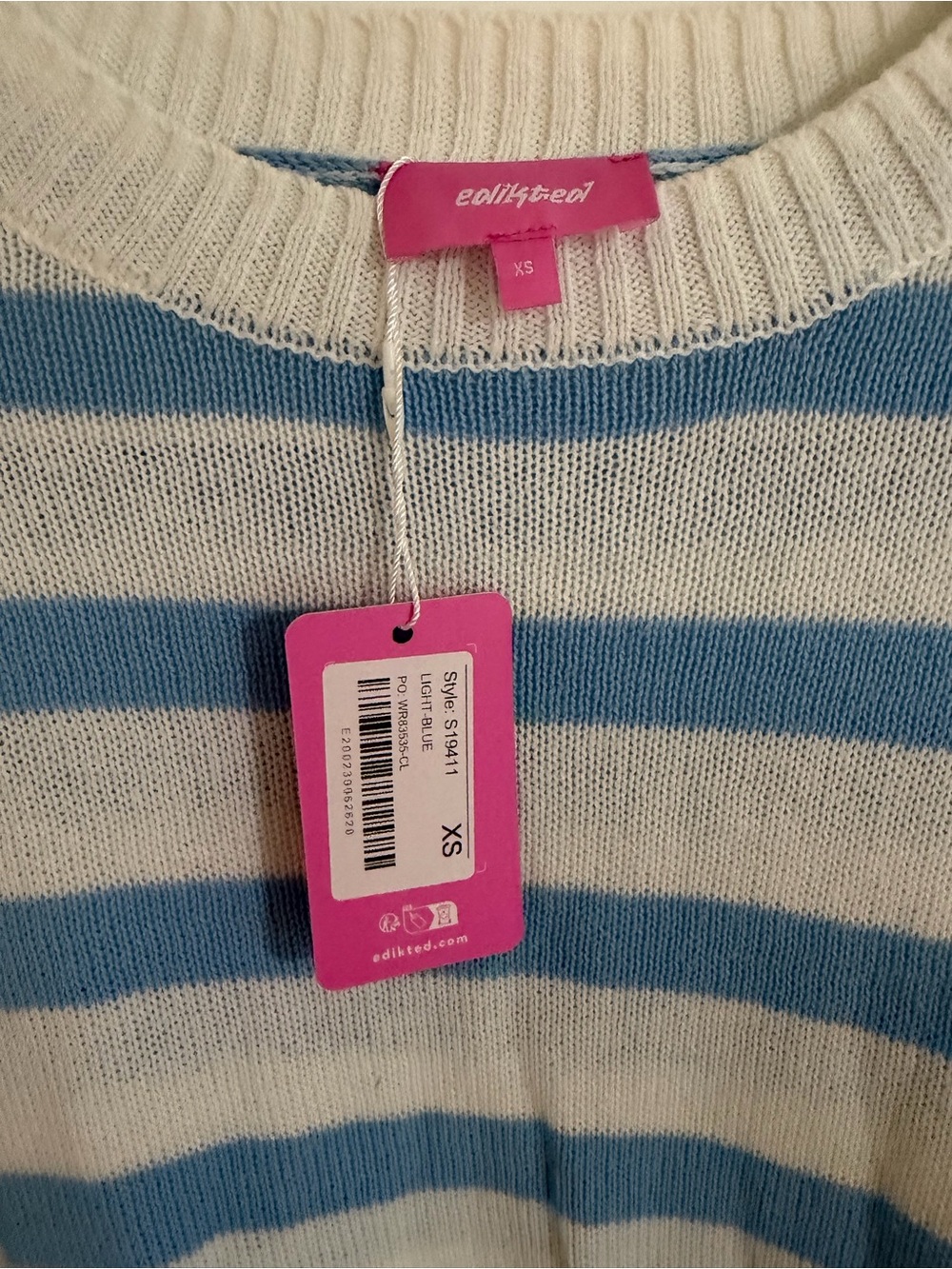 Edikted Blue and White Striped Crewneck Sweater - Picture 3 of 4